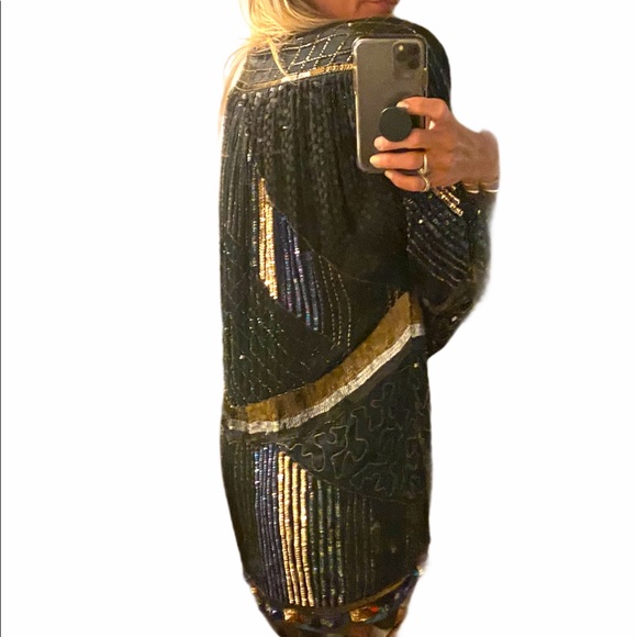 Art Deco Sequin Caftan Kimono Coat - Picture 4 of 16